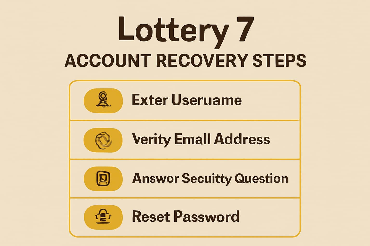 Informational scene about Lottery 7 account recovery steps.