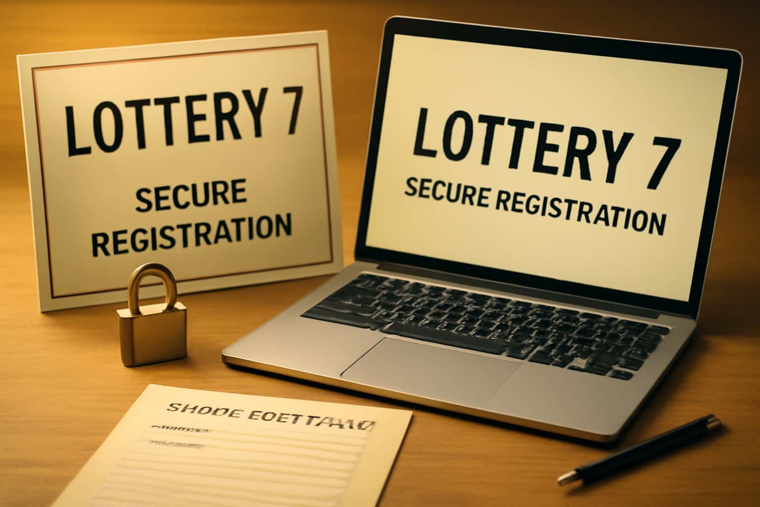 A high-tech registration interface for Lottery 7 with a focus on security features.