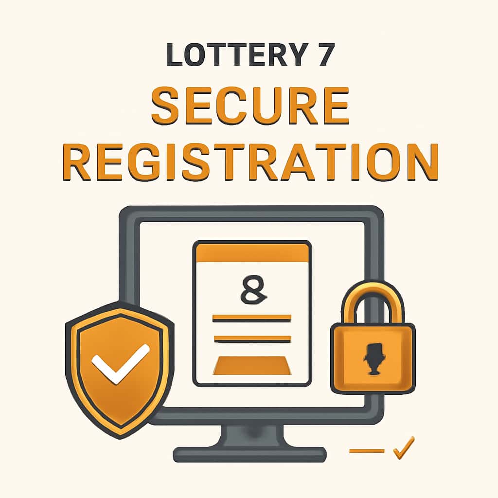 An educational diagram illustrating steps for secure registration on Lottery 7.