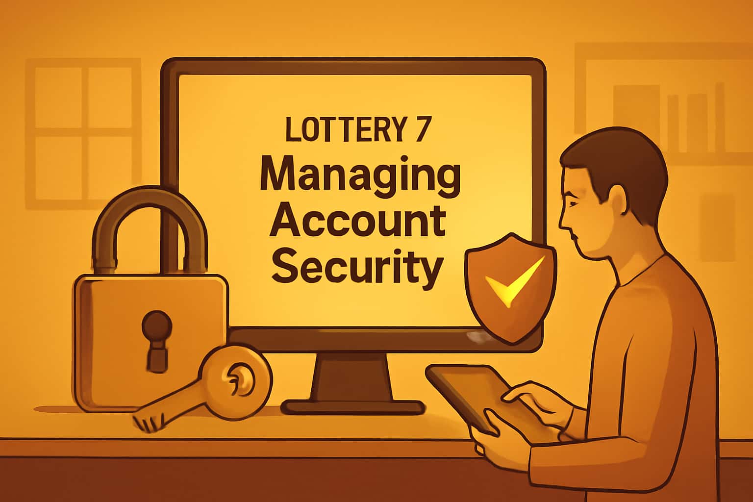A professional portrayal of a secure digital environment emphasizing Lottery 7 account management.