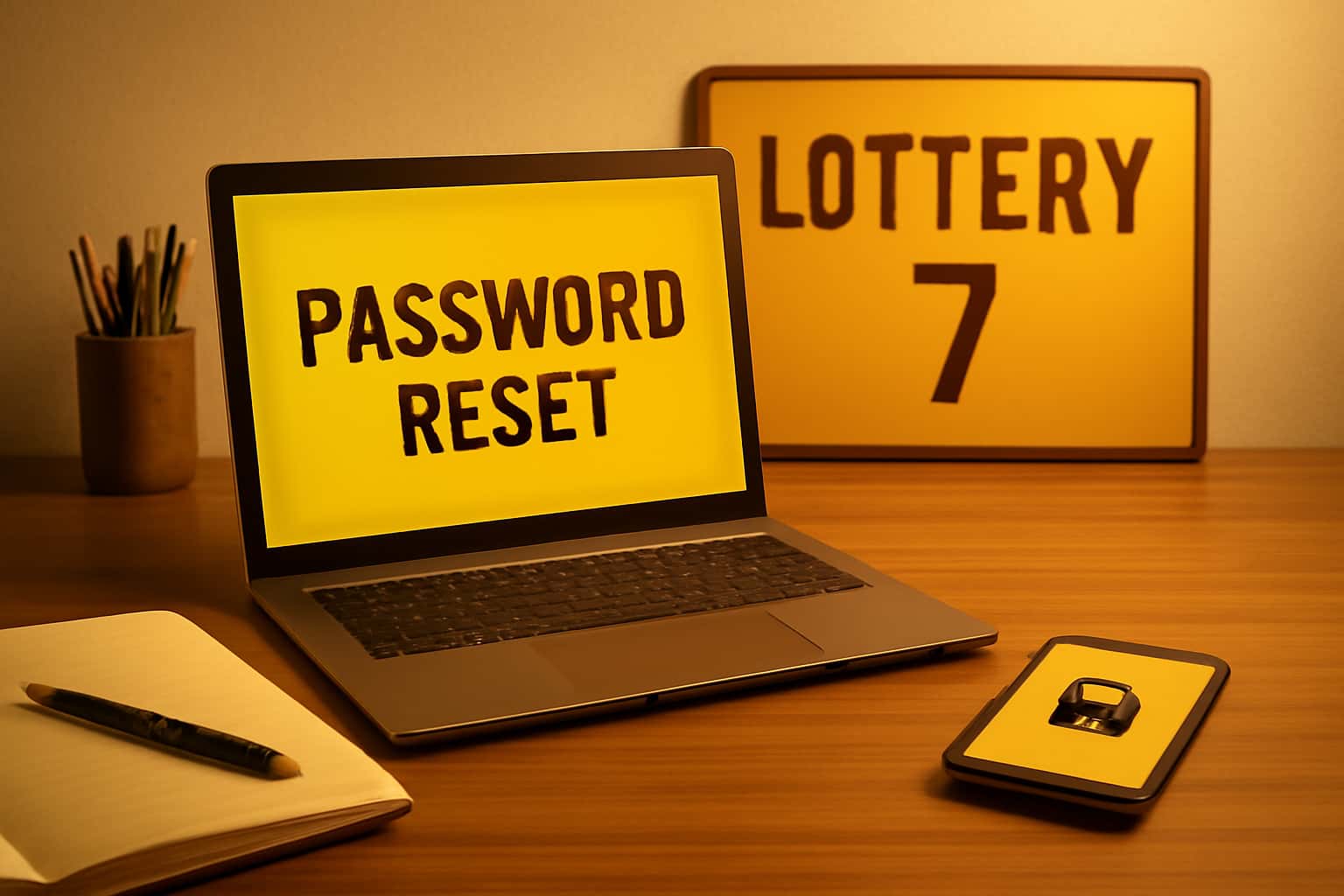 Image illustrating password reset process for Lottery 7 with clear text.