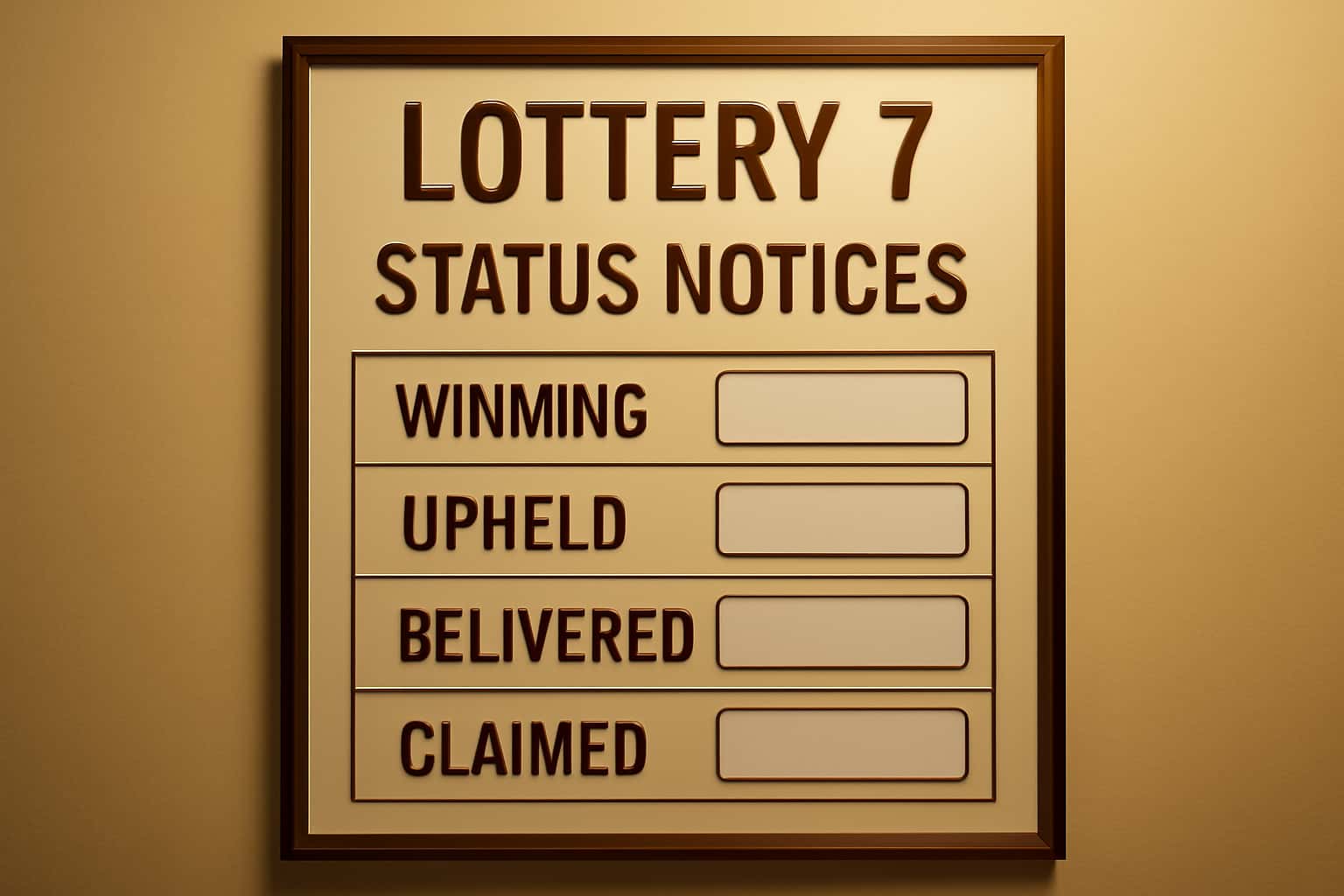 An informational representation of Lottery 7 Status Notices showing secure access updates.
